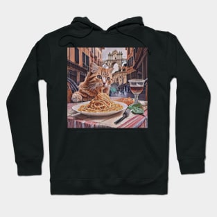 Cat Eating Spaghetti On the Streets of Rome Hoodie